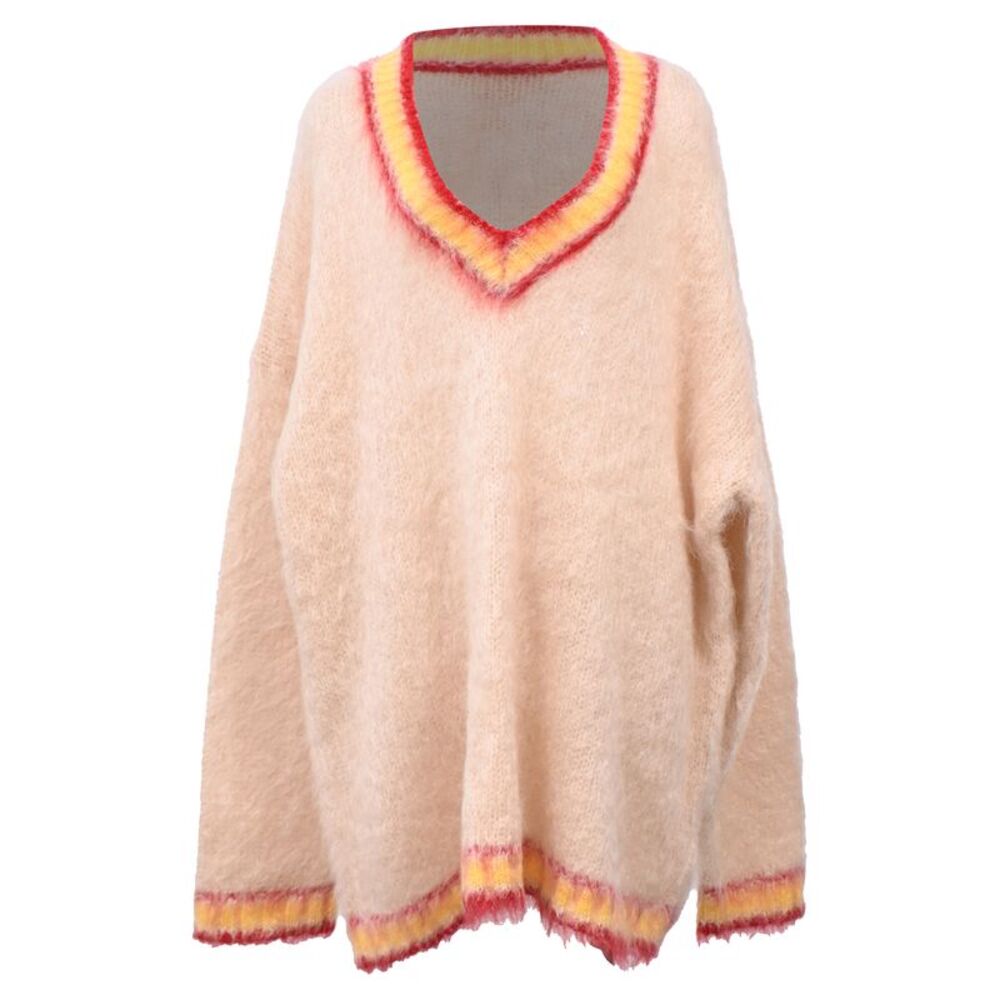 Marni Oversized V-Neck Sweater In Multicolor Mohair